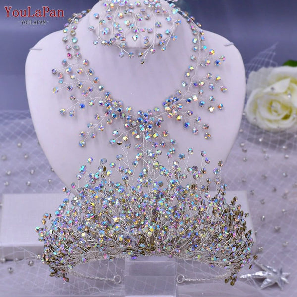 Colorful Rhinestone Bridal Jewelry Luxury Crystal Bridal Crown Tiaras - Frimunt Clothing Co.