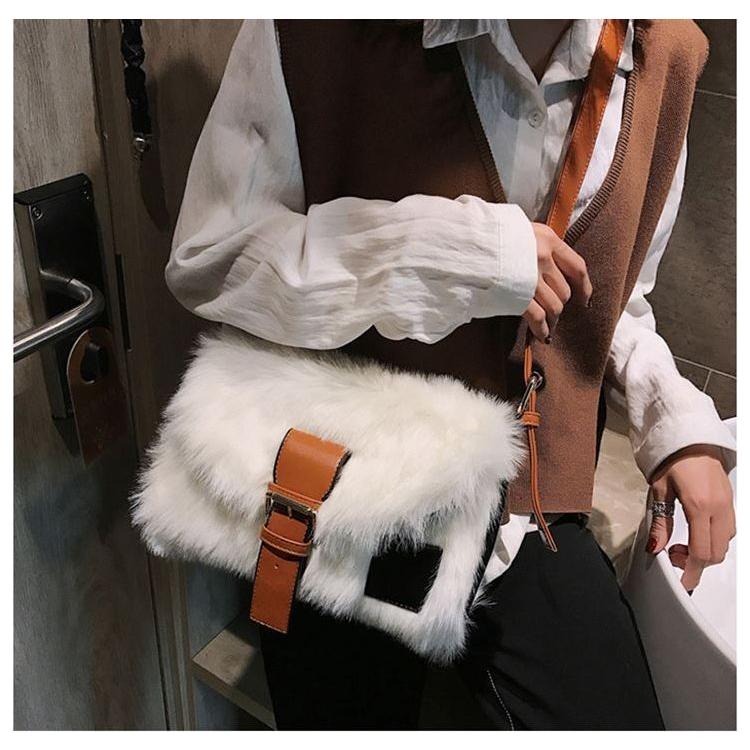 Plush Autumn Winter Wide Crossbody Bag Women Bag - Frimunt Clothing Co.