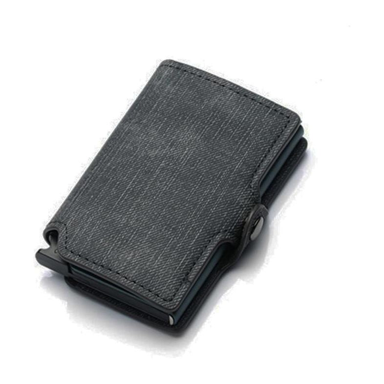RFID Business Credit Card Holder Multifunction Automatic Aluminum Alloy Leather Cards Case Mini Wallet - Frimunt Clothing Co.