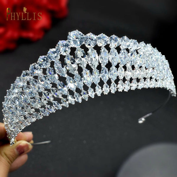Zircon Princess Wedding Bridal Tiaras and Crowns Pageant Hair Jewelry Headpieces - Frimunt Clothing Co.