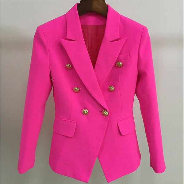 Rose Pink Women's Blazer Formal Double Breasted Buttons Blazer High Quality - Frimunt Clothing Co.