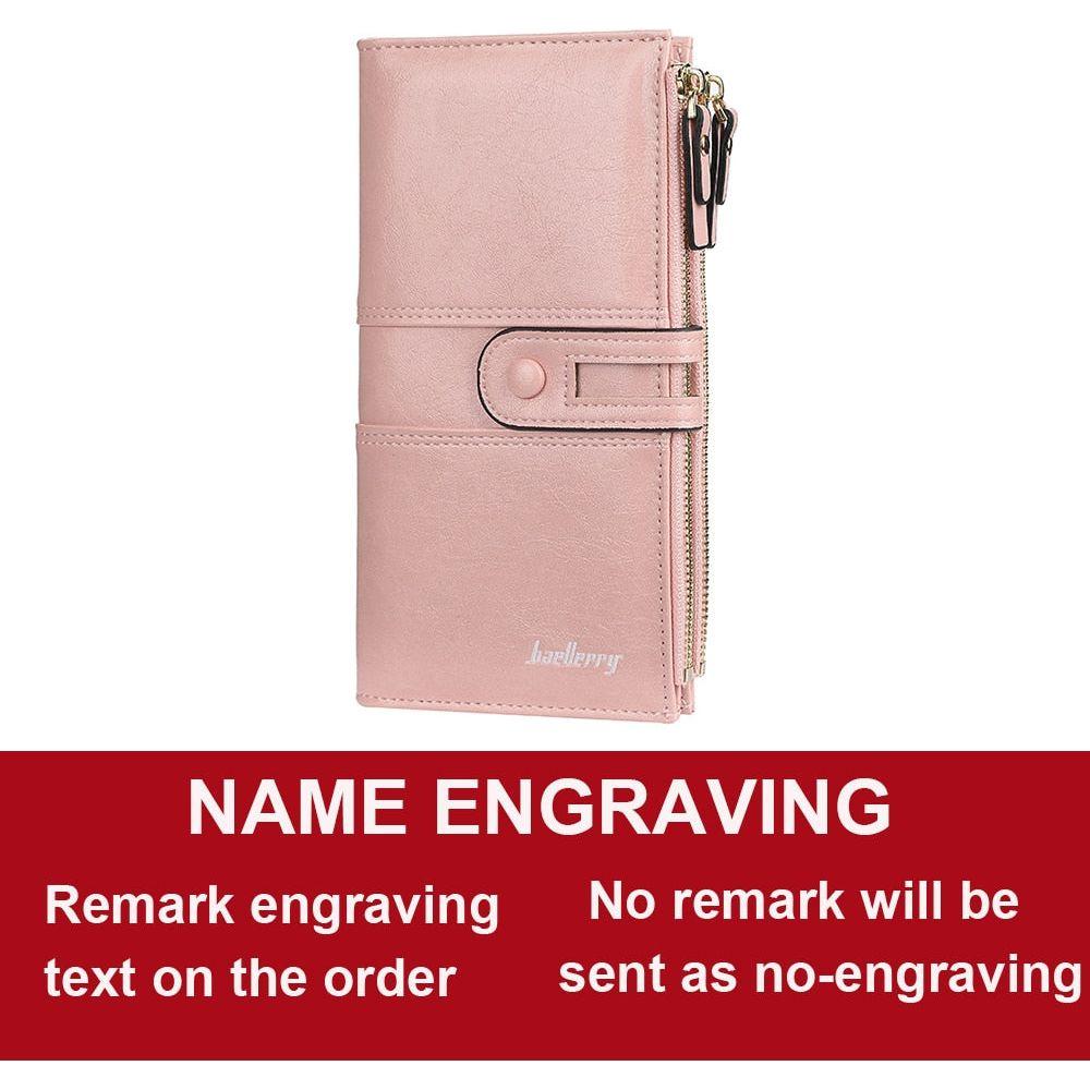 New Hot Women's Long Wallet Top Quality Leather Double Zipper With or Without Name Engraving - Frimunt Clothing Co.