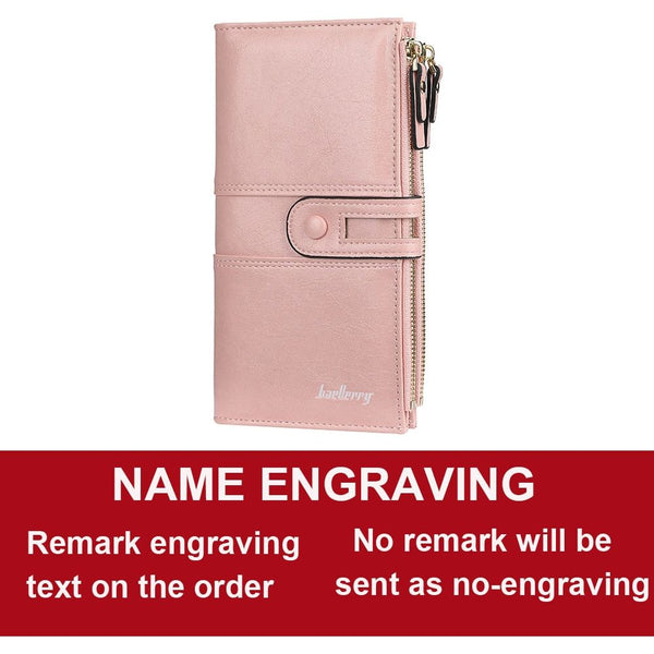 New Hot Women's Long Wallet Top Quality Leather Double Zipper With or Without Name Engraving