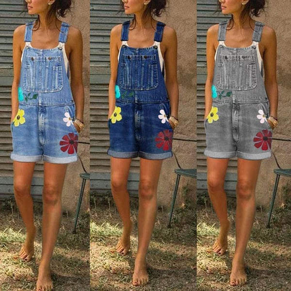Women's Jumpsuit Overall Shorts Spring Summer Suspenders Shorts Floral Print