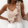 Summer Sexy Elegant V Neck Crossed Ruffle Spaghetti Straps Blouse - Frimunt Clothing Co.
