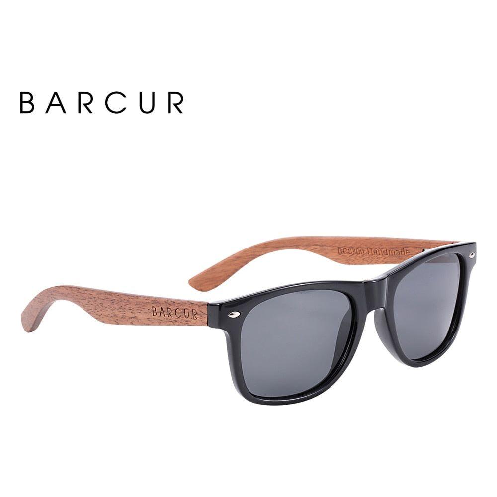 BARCUR Black Walnut Sunglasses Wood Polarized Sunglasses UV400 Protection Eyewear Wooden Original Box - Frimunt Clothing Co.