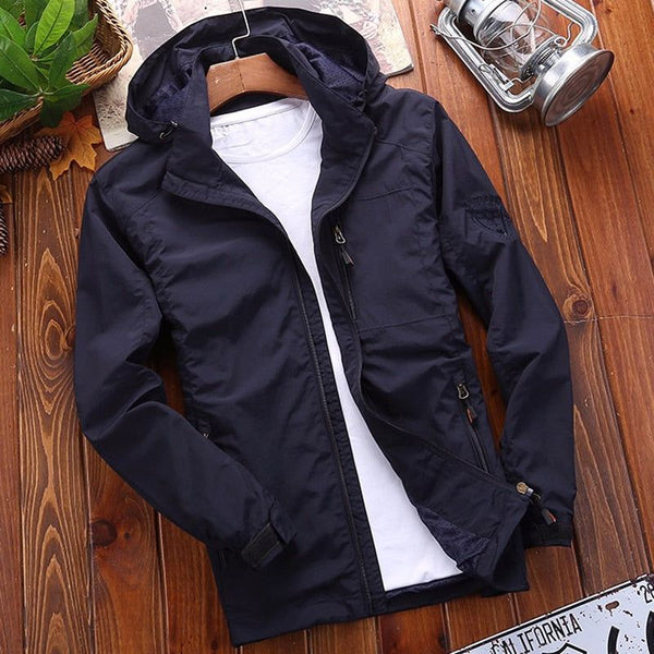 Men's Casual Streetwear Lightweight Spring/Summer Zipper Detachable Hood, Waterproof Jacket Slim Fit Sizes M~6XL