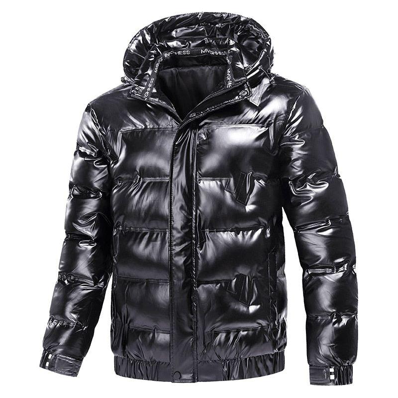New Warm Winter Men's Shiny Down Puffer Jacket Waterproof Detachable Hood - Frimunt Clothing Co.