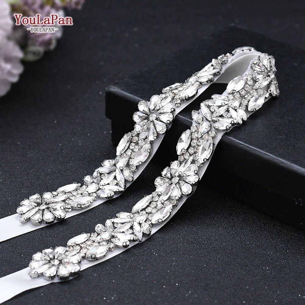 Wedding Dress Belt Rhinestone Sash Belt Crystal Beaded - Frimunt Clothing Co.