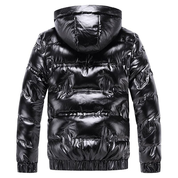 New Warm Winter Men's Shiny Down Puffer Jacket Waterproof Detachable Hood - Frimunt Clothing Co.