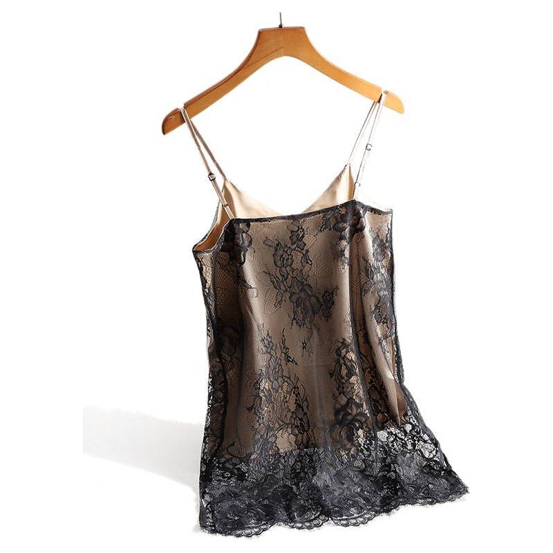 Women's Sexy Satin Silk Lace Spaghetti Strap V Neck Cami Tops 2023 Summer Camisole - Frimunt Clothing Co.