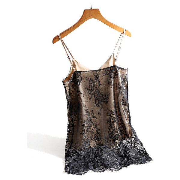 Women's Sexy Satin Silk Lace Spaghetti Strap V Neck Cami Tops 2023 Summer Camisole - Frimunt Clothing Co.