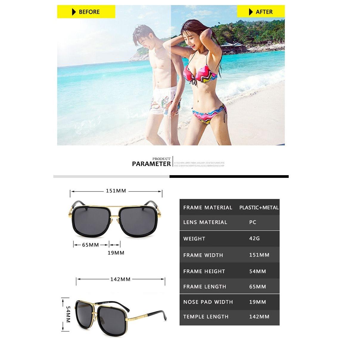 New Fashion Big Frame Men Colored Lens Retro High Quality Sunglasses 400 UV Protection - Frimunt Clothing Co.