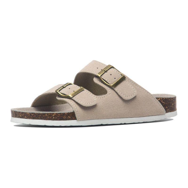 Summer Men's Cork Sandals Genuine Suede Leather Mule Clogs With Two Buckle Beach Slides Birkenstock Style For Men Sizes up to 45 - Frimunt Clothing Co.