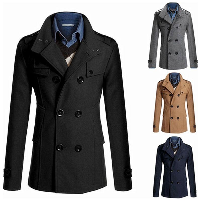 Men's Winter Coats Wool Blend Double Breasted Jackets - Frimunt Clothing Co.
