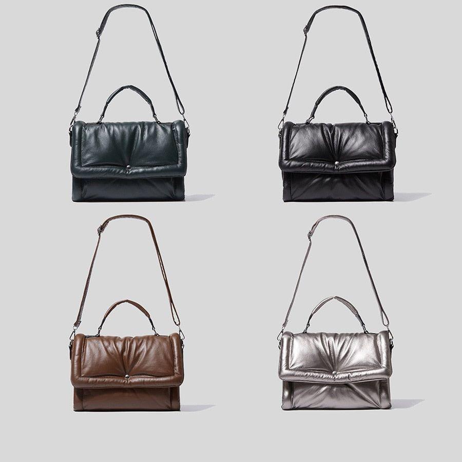 Designer Brand Padded Women's Handbag Down/Cotton Filled Shoulder Crossbody Luxury Eco Leather Messenger  Bag - Frimunt Clothing Co.
