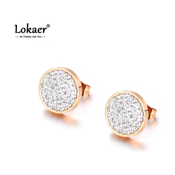 Jewelry Rose Gold Color Stainless Steel 3 Colors Crystals Stud Earrings For Women boucle d'oreille E18037