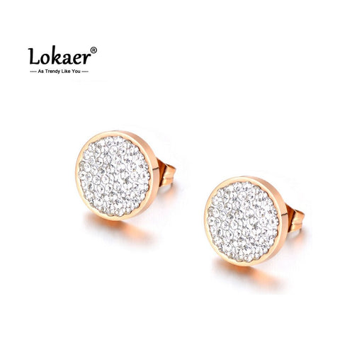 Jewelry Rose Gold Color Stainless Steel 3 Colors Crystals Stud Earrings For Women boucle d'oreille E18037 - Frimunt Clothing Co.