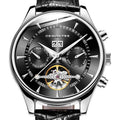 Men's Skeleton Tourbillon Mechanical Watch Automatic Classic Rose Gold Leather Band Wrist Watch - Frimunt Clothing Co.