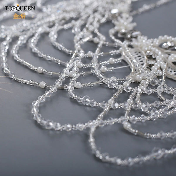 Bridal Neck Shawl with Rhinestone Crystals Beaded Designer Jewelry - Frimunt Clothing Co.