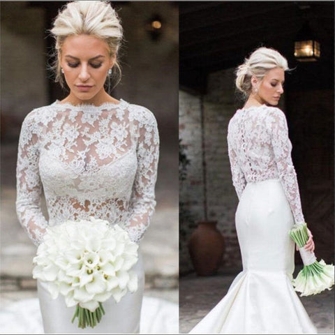 Long Sleeve White Ivory Lace Bridal Bolero Jacket - Frimunt Clothing Co.