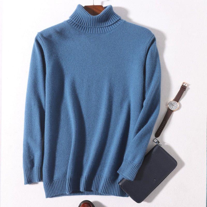 Super Warm 100% Cashmere Turtleneck Sweater Men Clothes 2022 Autumn Winter Knitted Pullover - Frimunt Clothing Co.