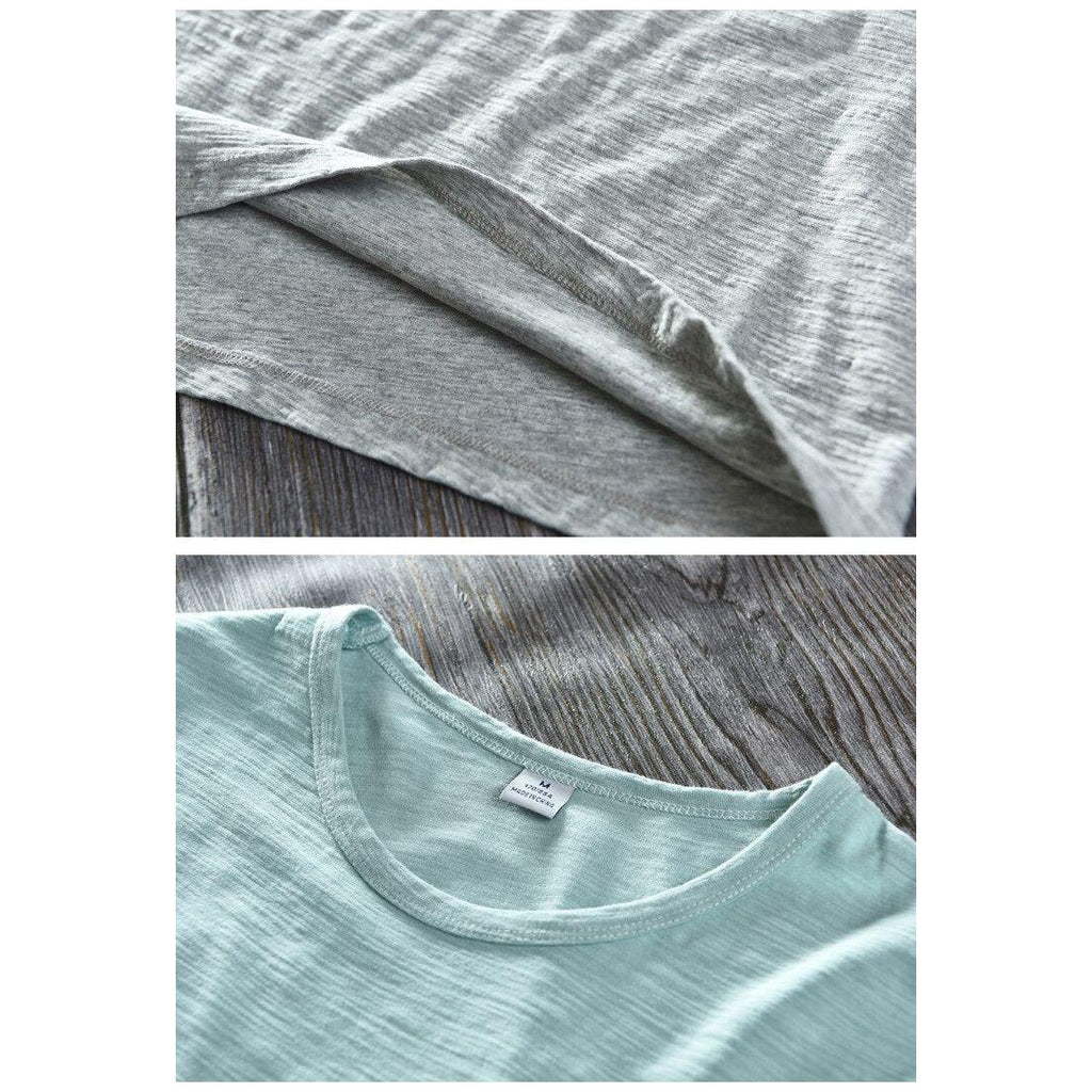 New Men's Short Sleeve O-NECK Breathable 100% Raw Cotton Linen Soft High Quality T-Shirt- 213 - Frimunt Clothing Co.
