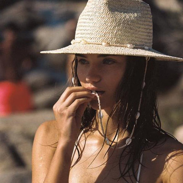New Seashells Beaded Beach Hats With Chain Straw Woven Fedora Sun Hats Summer - Frimunt Clothing Co.