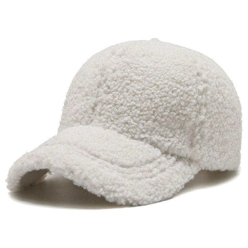 FS Trendy Streetwear Solid Windproof Wool Teddy Winter Baseball Hats For Men Warm White Lambswool - Frimunt Clothing Co.
