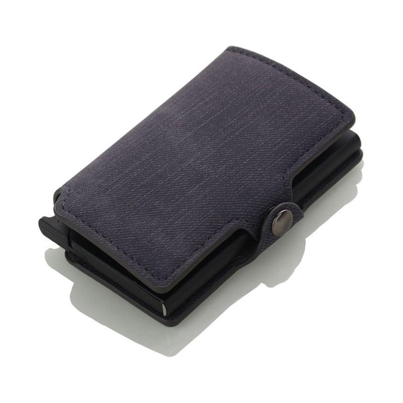 RFID Business Credit Card Holder Multifunction Automatic Aluminum Alloy Leather Cards Case Mini Wallet - Frimunt Clothing Co.