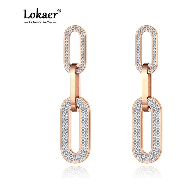 Fashion Original Design Titanium Steel Geometry Thick Chain Earrings Bohemia CZ Crystal Party Jewelry For Women E20139 - Frimunt Clothing Co.