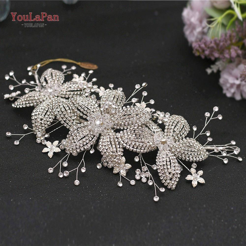 YouLaPan HP377 Ladies Wedding Crown Bridal Crowns for Brides Hair Accessories Metal Crystal Bridal Hair Band Wedding Tiara - Frimunt Clothing Co.