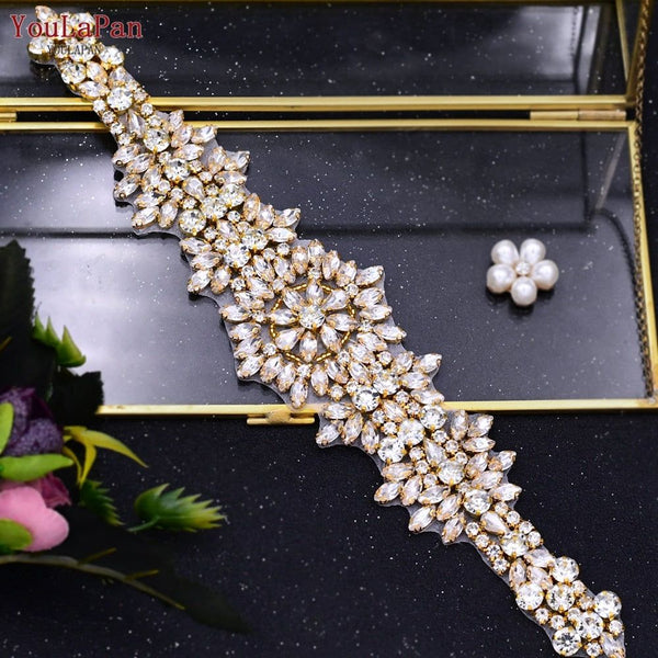 Elegant Golden Crystal Bridal Gown Belt Luxury Wedding Accessories - Frimunt Clothing Co.