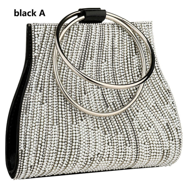 Women's Crystal Studded Beaded Clutch Wedding Party Banquet Evening Bag Silver Gold Black - Frimunt Clothing Co.