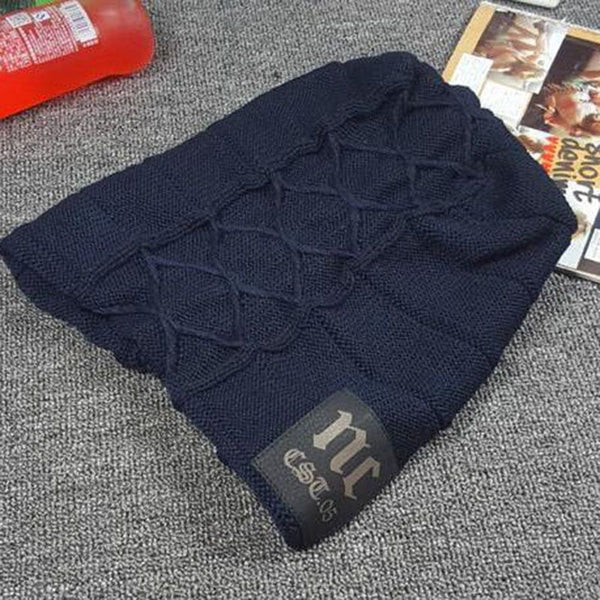 OKKDEY New Fashion Men's Knit Wool Plush Lined Warm Beanie Hat - Winter Sports Outdoor NC Letters - Frimunt Clothing Co.