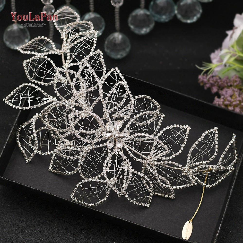 YouLaPan HP377 Ladies Wedding Crown Bridal Crowns for Brides Hair Accessories Metal Crystal Bridal Hair Band Wedding Tiara - Frimunt Clothing Co.