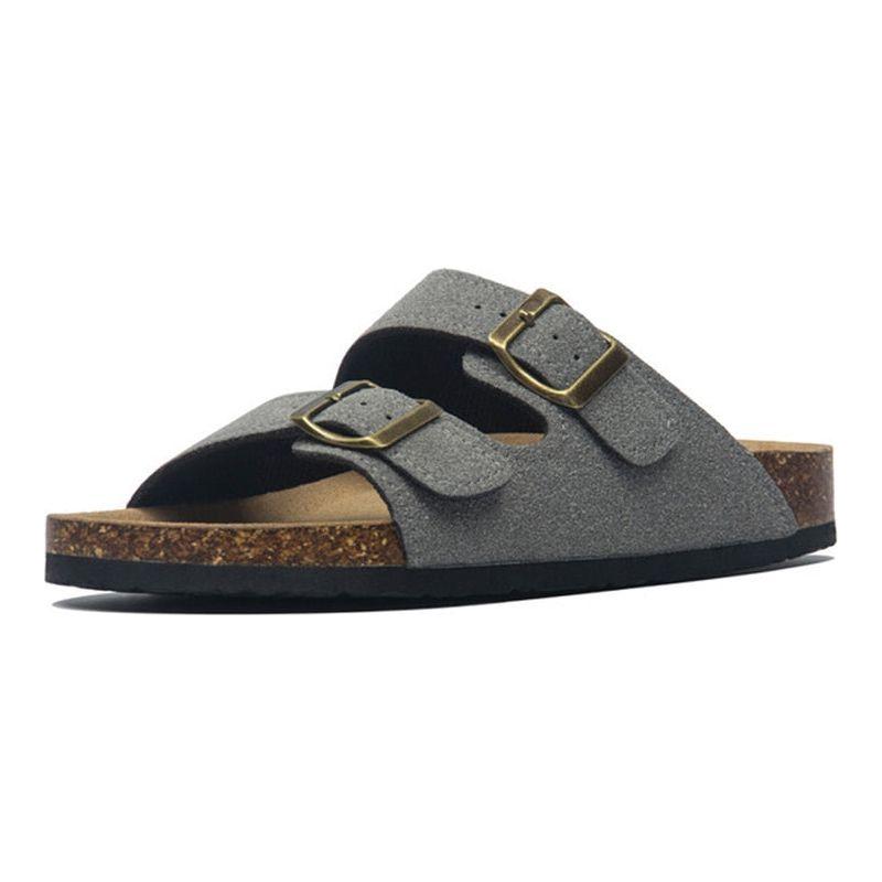 Summer Men's Cork Sandals Genuine Suede Leather Mule Clogs With Two Buckle Beach Slides Birkenstock Style For Men Sizes up to 45 - Frimunt Clothing Co.