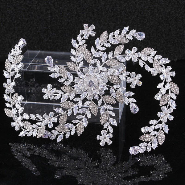 Luxury Flexible Full Cubic Zircon Bridal Tiara Headband Bride Bridesmaids Crown - Frimunt Clothing Co.