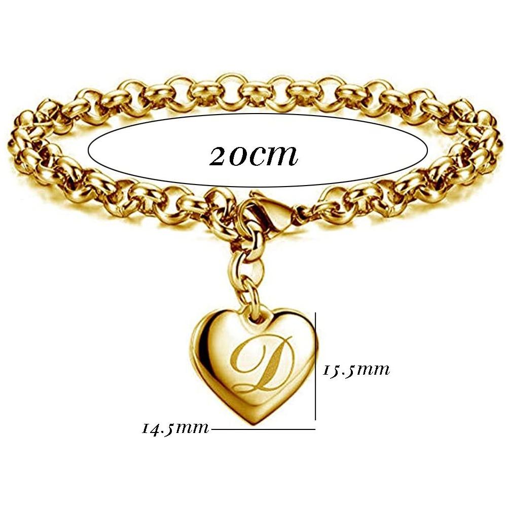 Initial Charm Gold-Color Bracelets Stainless Steel Heart 26 Letters Alphabet Bracelet for Women Girls Gifts - Frimunt Clothing Co.