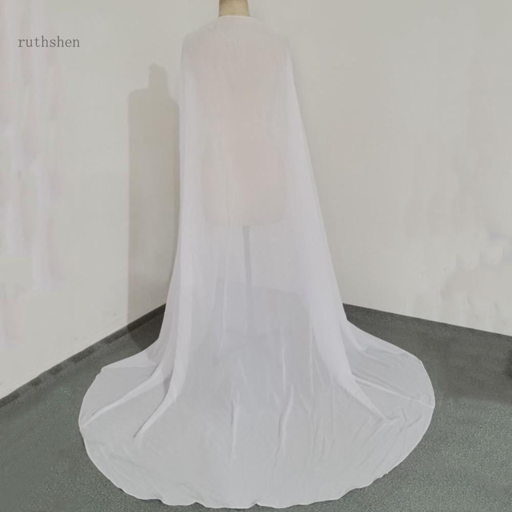 Simple Lady's Chiffon Floor Length Wedding Cape Long Handmade Bridal Wrap - Frimunt Clothing Co.