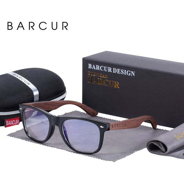 BARCUR Black Walnut Sunglasses Wood Polarized Sunglasses UV400 Protection Eyewear Wooden Original Box - Frimunt Clothing Co.