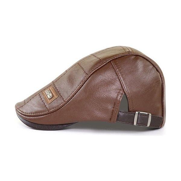 Top Level Leather Men's Newsboy Cap Duckbill Visor Hat Winter Autumn Warm Flat Caps Vintage Boinas Gatsby Hats - Frimunt Clothing Co.