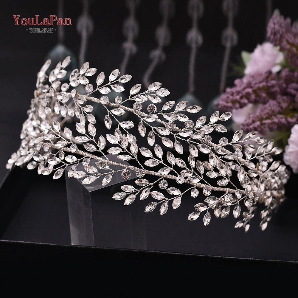 Luxurious Rhinestone Headband Silver Hair Accessories Bling Bride Tiaras - Frimunt Clothing Co.
