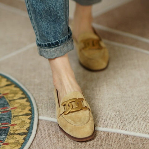 New Spring/Autumn Fashion Camel Buckle Casual Suede Women British Style Loafers - Frimunt Clothing Co.