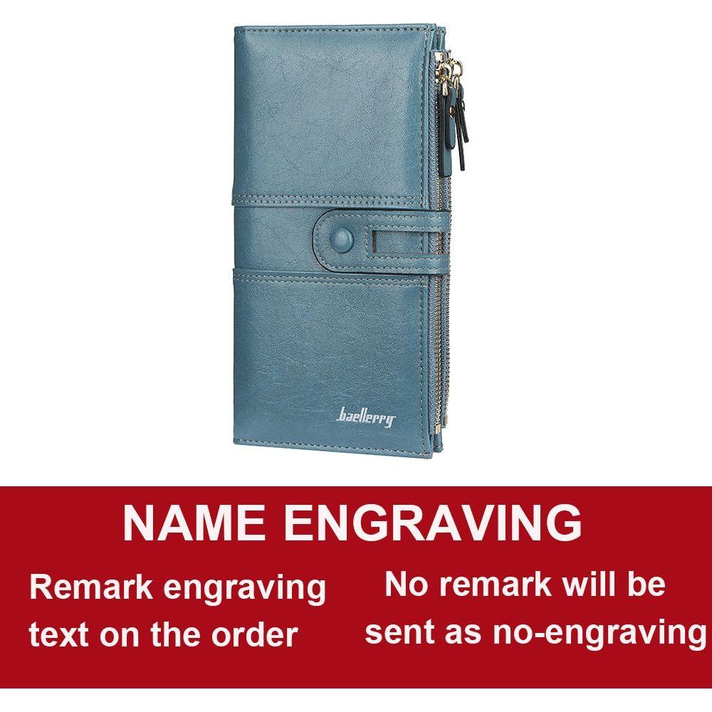 New Hot Women's Long Wallet Top Quality Leather Double Zipper With or Without Name Engraving - Frimunt Clothing Co.