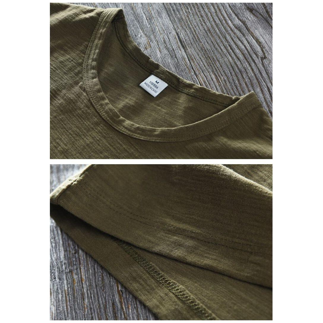 New Men's Short Sleeve O-NECK Breathable 100% Raw Cotton Linen Soft High Quality T-Shirt- 213 - Frimunt Clothing Co.