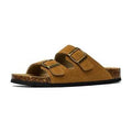 Summer Men's Cork Sandals Genuine Suede Leather Mule Clogs With Two Buckle Beach Slides Birkenstock Style For Men Sizes up to 45 - Frimunt Clothing Co.