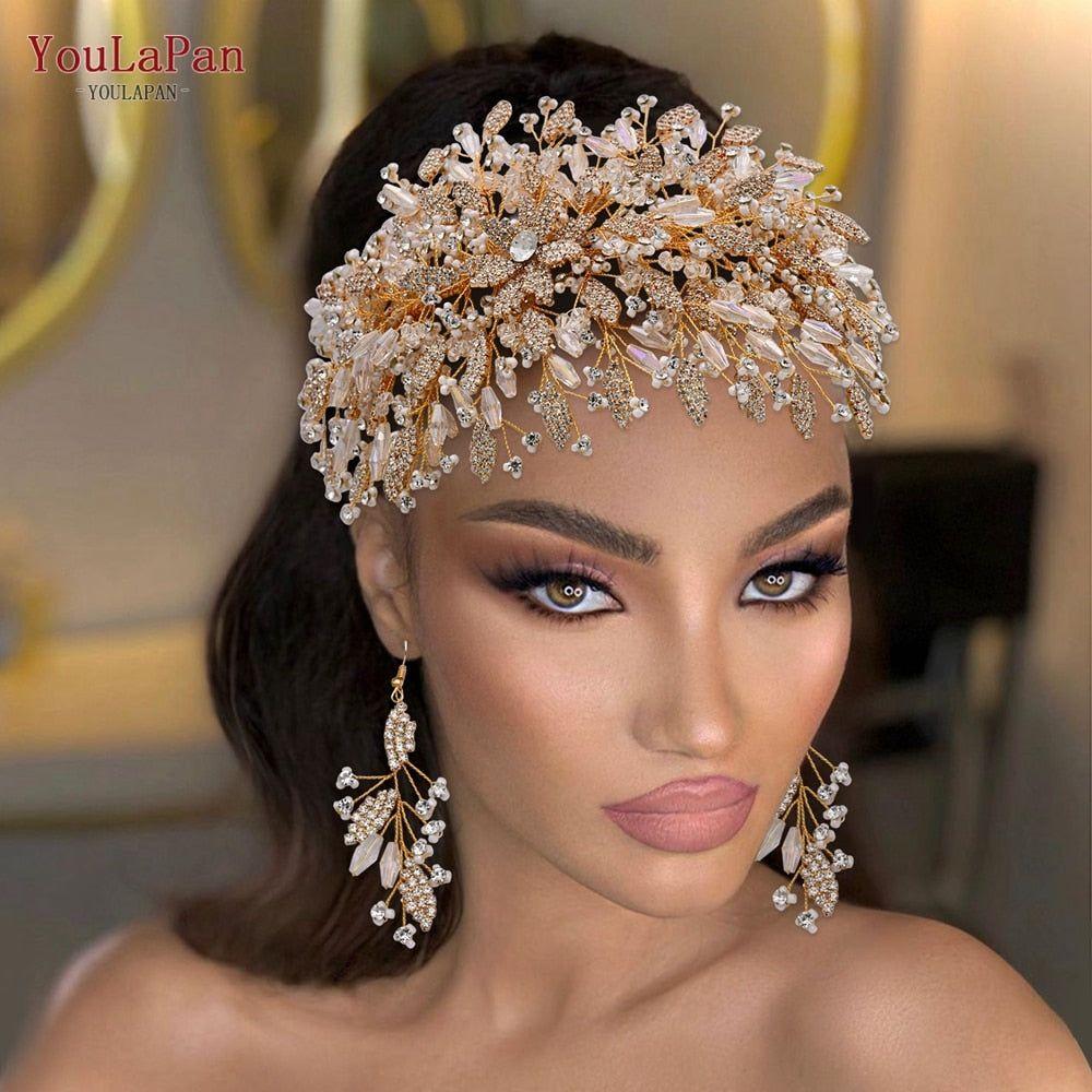 YouLaPan HP377 Ladies Wedding Crown Bridal Crowns for Brides Hair Accessories Metal Crystal Bridal Hair Band Wedding Tiara - Frimunt Clothing Co.