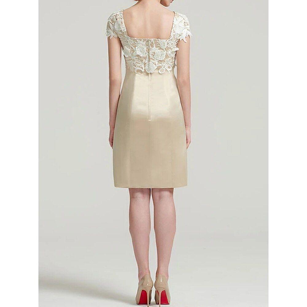 Short Mother Of The Bride/Groom Dress With Jacket Set. 3/4 Sleeves - Frimunt Clothing Co.