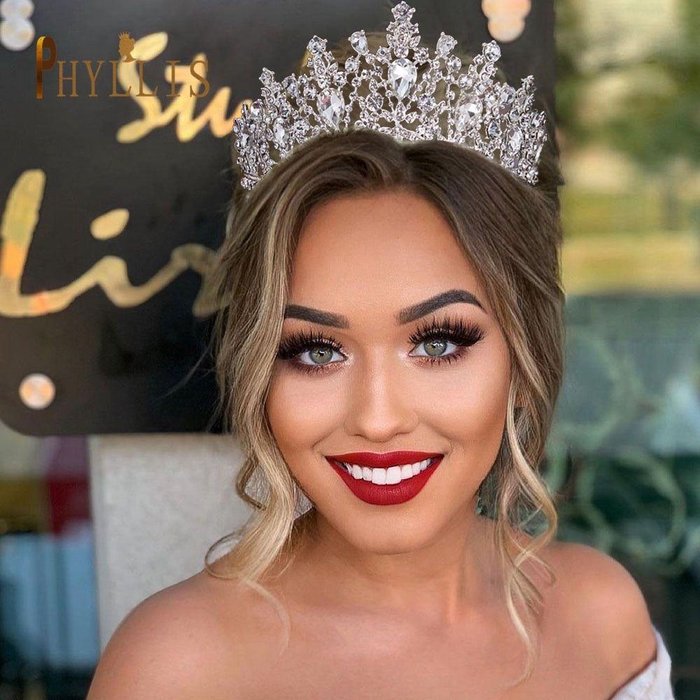 Bridal Crown Earrings Necklace Set Premium Headwear Rhinestone Headpiece Jewelry - Frimunt Clothing Co.